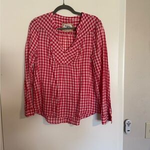 HOLDING HORSES Red & White Gingham Long-Sleeve Blouse